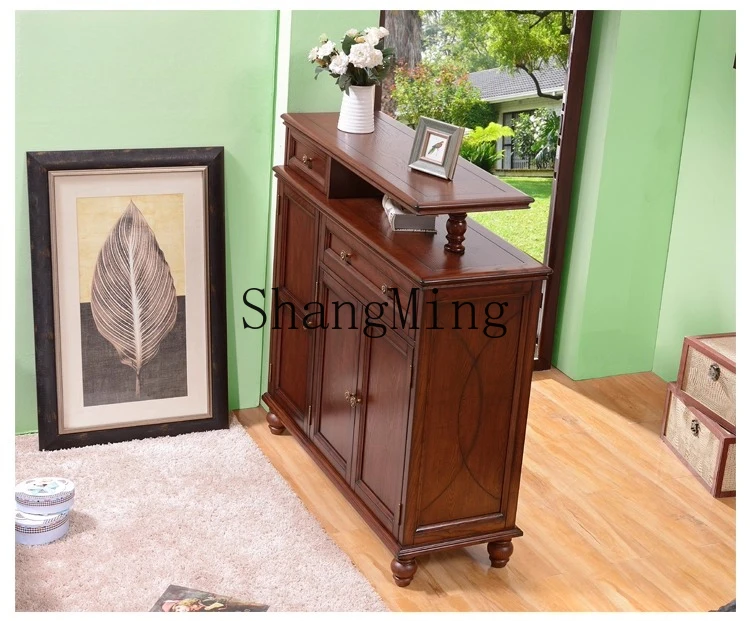 ZYY solid wood entrance double-sided partition cabinet living room multi-functional storage wine cabinet foyer shoe cabinet