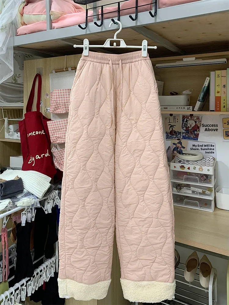 

Утепленные широкие брюки прямого кроя на флисовой подкладке, повседневные, свободные, утолщенные, зимние, хлопковые, для женщин, ветрозащитные, морозостойкие