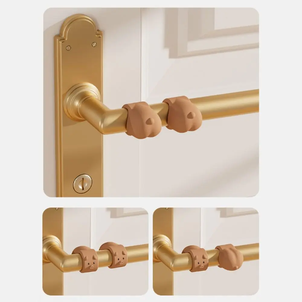 3 قطعة سدادة الباب سيليكون الكرتون لكمة خالية جدار حامي الصامت المضادة للصدمات مقبض الباب المضادة للتصادم الدائري لغرفة النوم #3