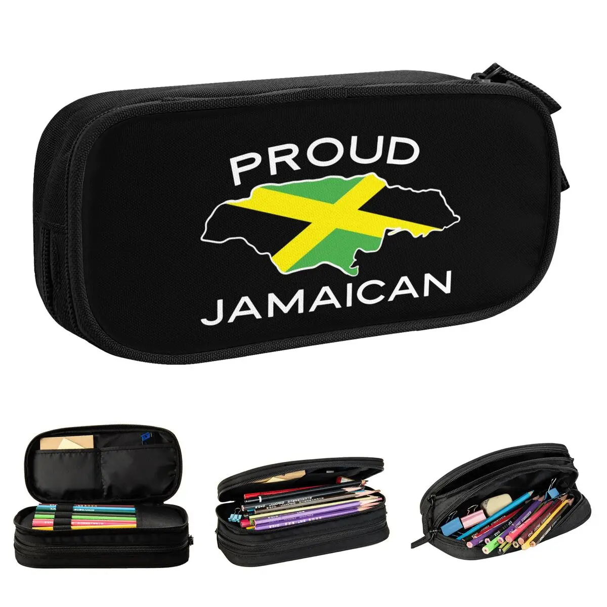 Jamaica Flag Pencil Case Jamaican Pencilcases Pen Box for Girls Boys Big Capacity Bag Students School Gifts Stationery