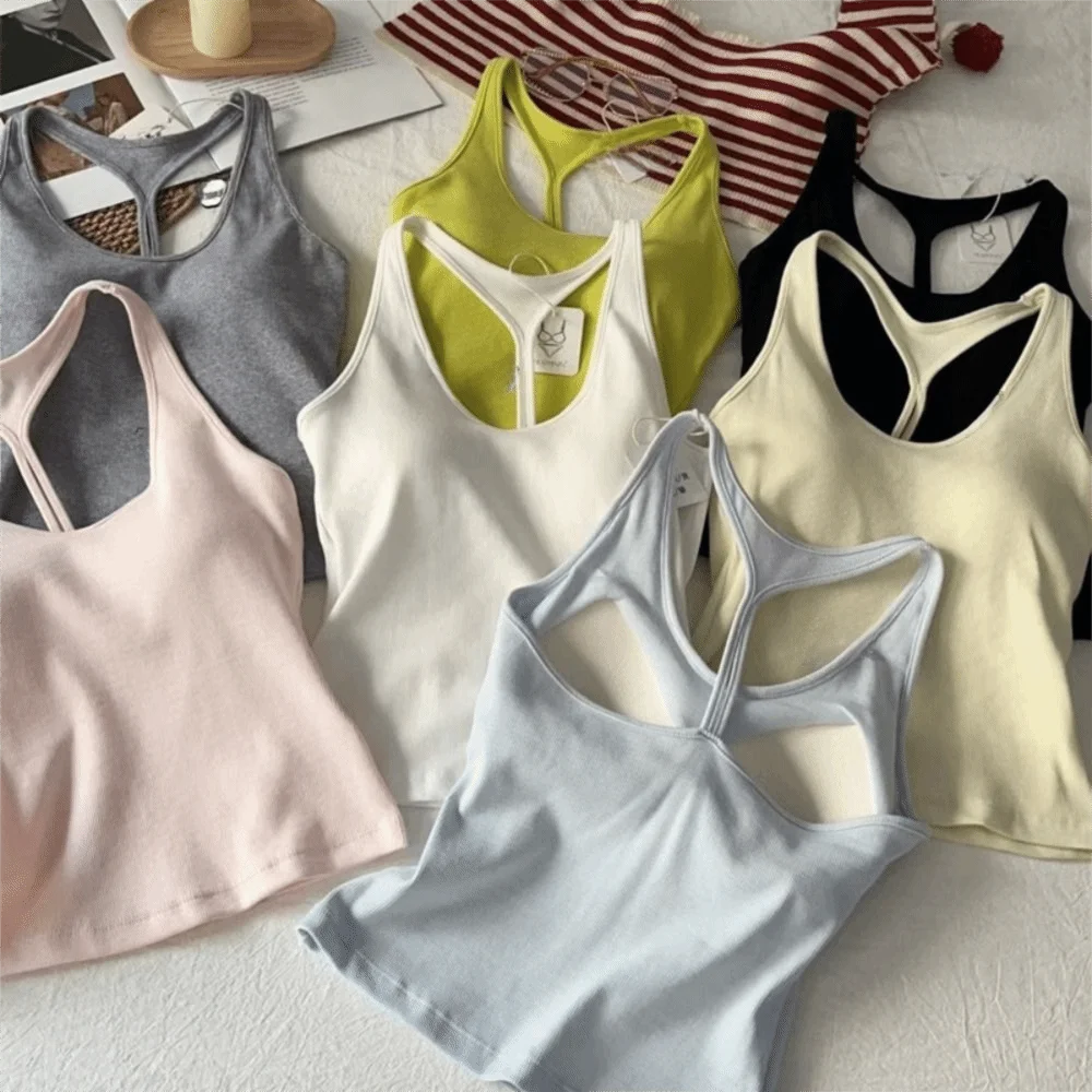 Fashion with Chest Pad Sexy Camisole Beauty Back Seamless Tank Top Hollow out Wire-Free Tank Women Summer Wear