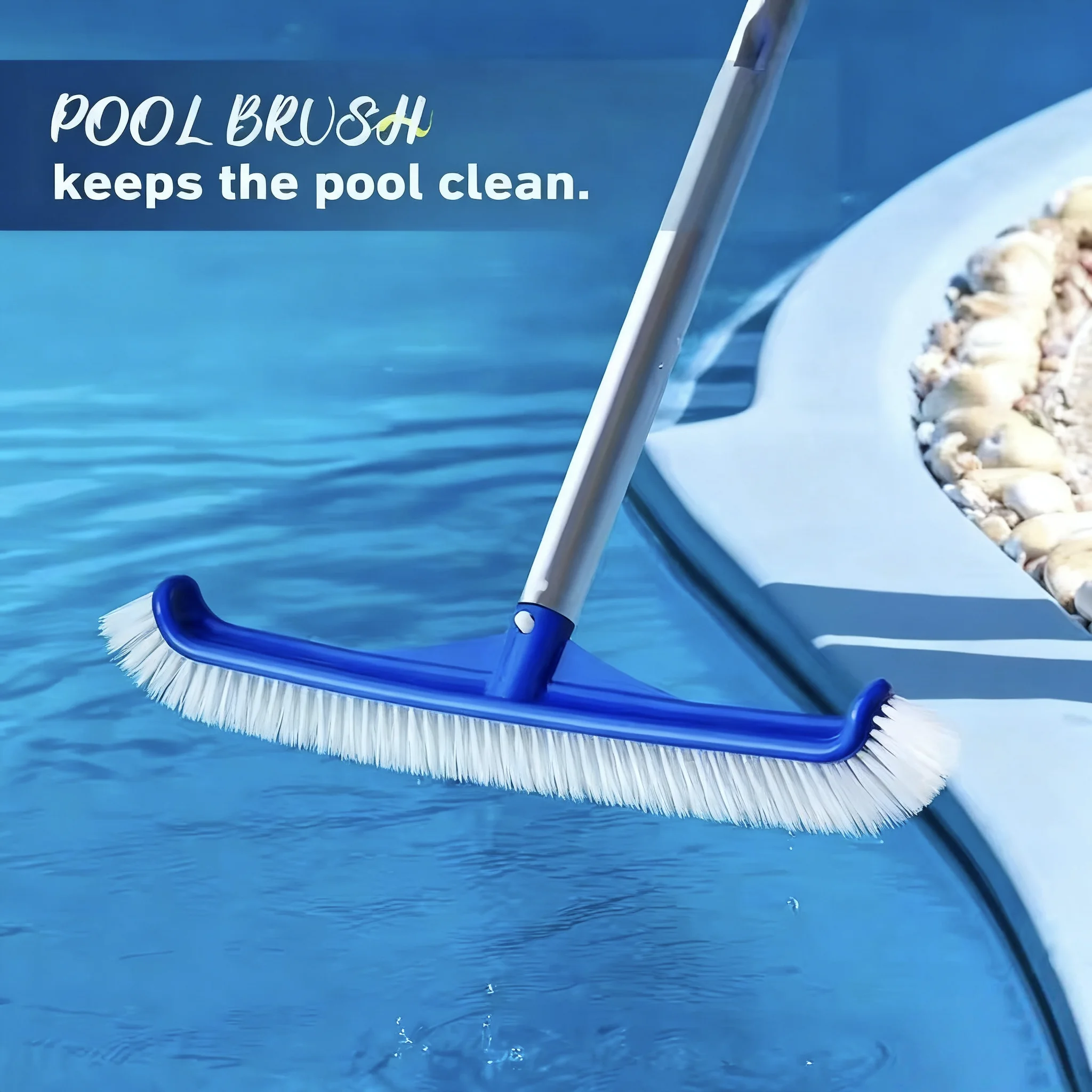 17,5'' Professionelle Poolreinigungsbürste - Starke abgewinkelte Borsten für eingelassene & oberirdische Pools