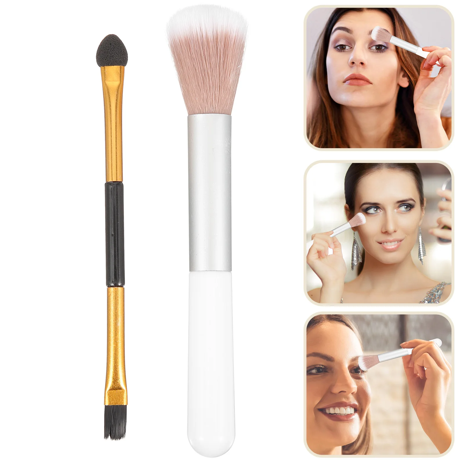2 stuks Dual Head Oogschaduw Make-up Borstel Markeerstift Borstel Set Gemakkelijk mee te nemen Make-up Gereedschap voor Vrouwen Persoonlijk Thuis Salon Gebruik