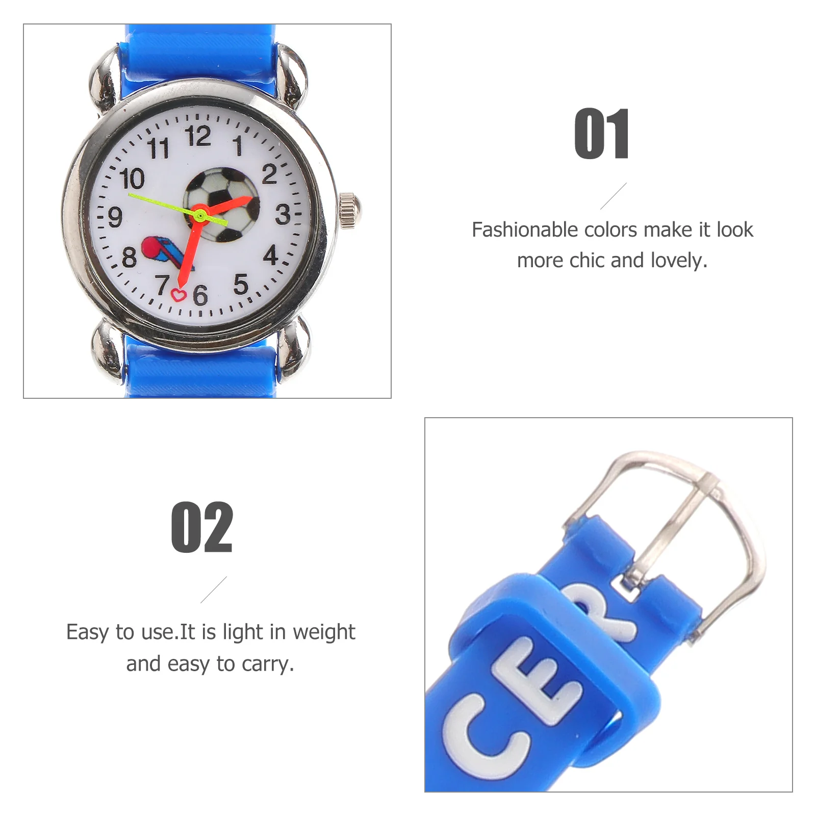 

Fun 3D Soccer Whistle Pattern Kids Watch Cartoon Style Wristwatch for Boys Girls Comfortable Wear Watch