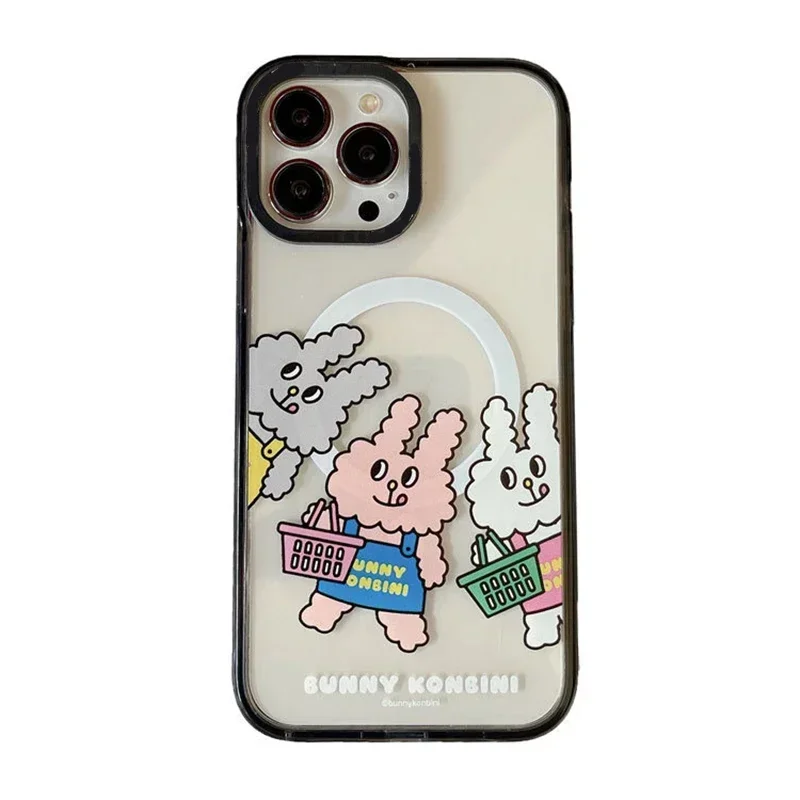 

MagSafe Acrylic Cartoon Rabbit Phone Case Cover for iPhone 11 12 13 14 15 Pro Max Case for iPhone 15 ProMax