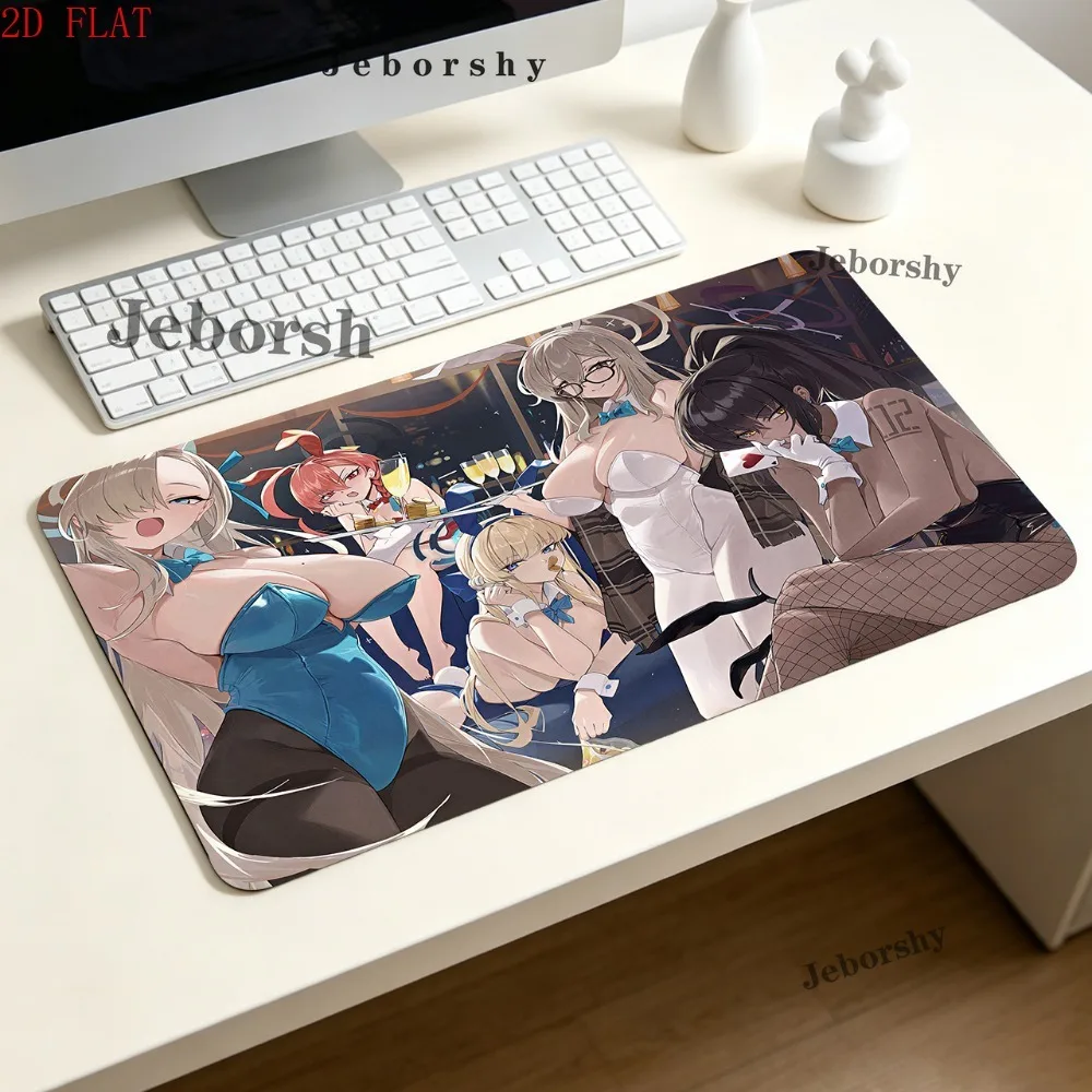 Blue Archive Bunny Girl Anime XXL Gaming Mouse Pad Non-Slip Rubber Desk Mat for Gamer Office Decor Gift Fast Shipping