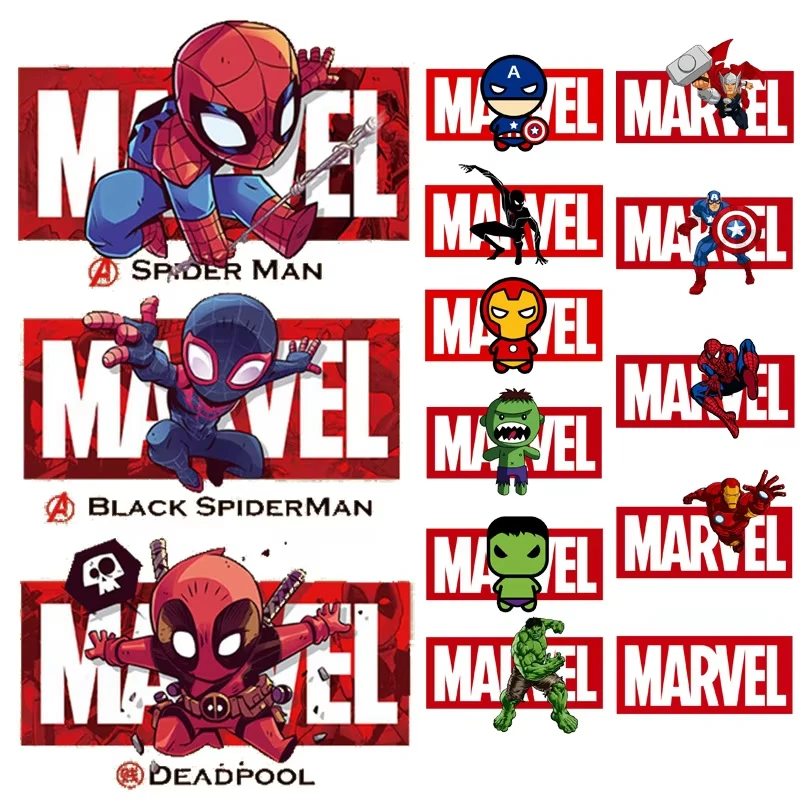 2pcs Disney Marvel Spiderman Superhero Iron Hulk Cartoon Iron on Heat Transfer Patches Stickers Clothes Accessorie Children Gift