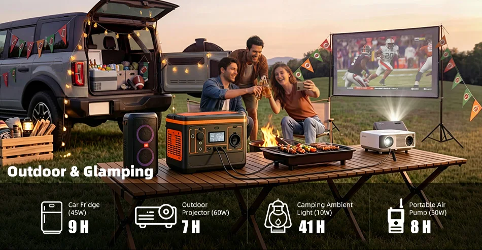 POWLAND 800W Tragbare Powerstation Solargenerator für Reisen, Camping, Wohnmobile mit AC-Anschlüssen, MPPT-Solarstromstation, Typ-C USB-C, Outdoor-Notfall-LED-SOS – Detail 14