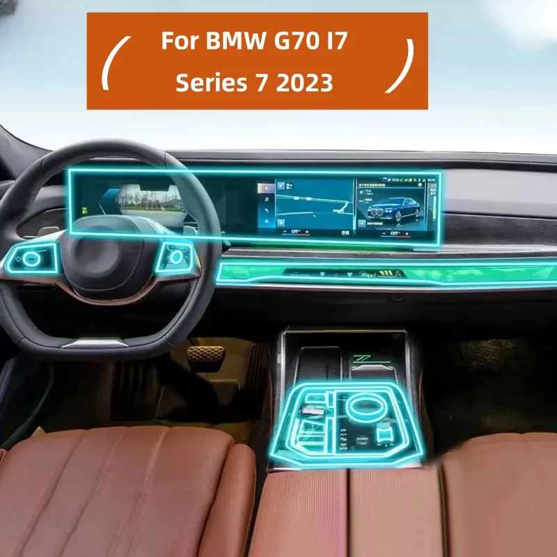 

TPU Anti-scratch Protector Interior Sticker For BMW G70 I7 Series 7 2023 Car Center Console Media Dashboard Navigation Film