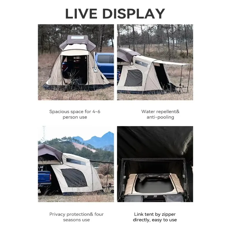 Изготовленная на заказ быстрая установка, водонепроницаемая палатка на крыше автомобиля, удлиненный навес для укрытия, открытый кемпинг, большой пространственный боковой автомобильный тент, палатка