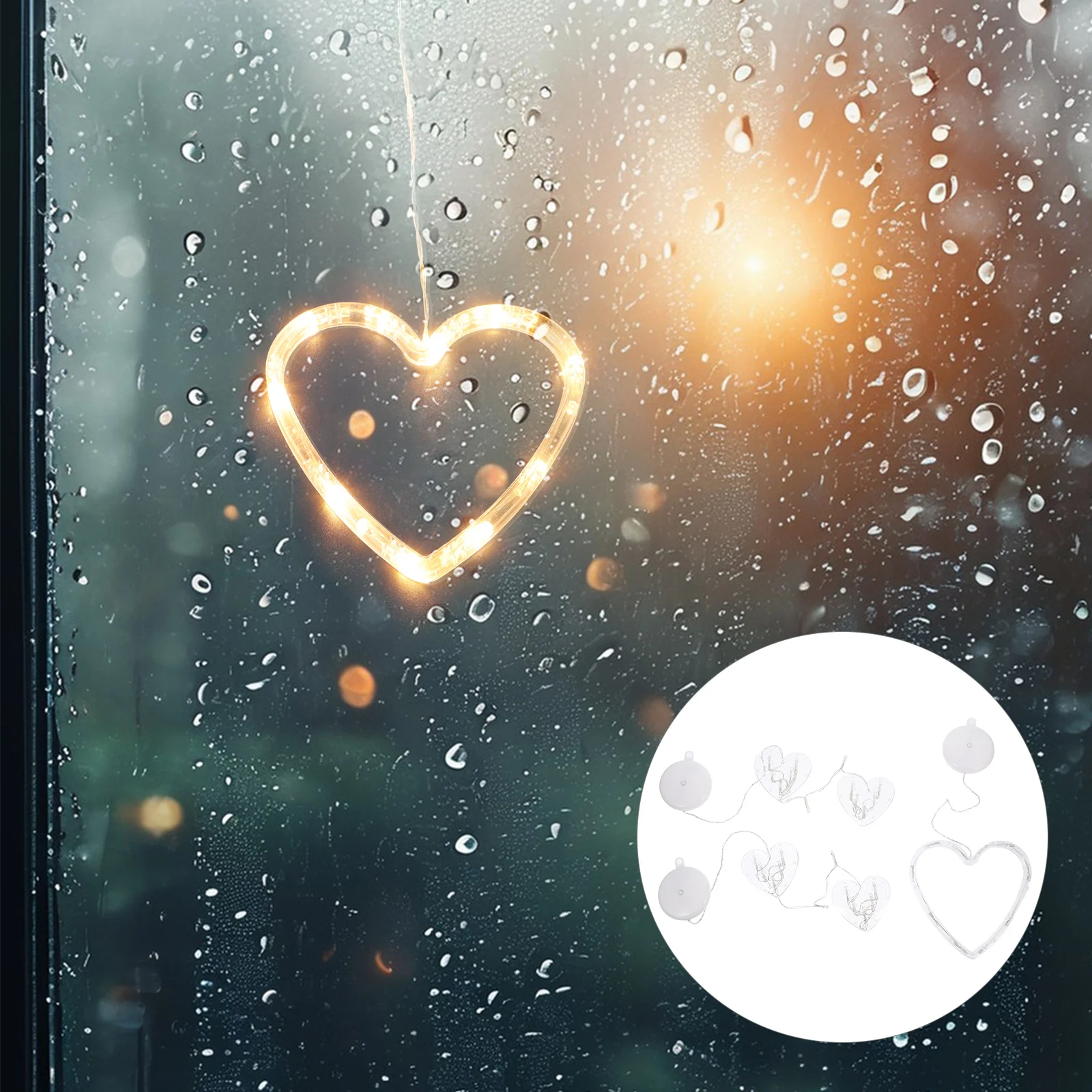 

3 Pcs Christmas Lights LED Hanging Lamp Window Indoor Xmas Suction Cup Transparent