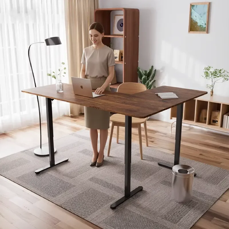 L2 Boss Modern L-Shape Electric Height Adjustable Dual Motor Sit Stand Office Desk High Quality