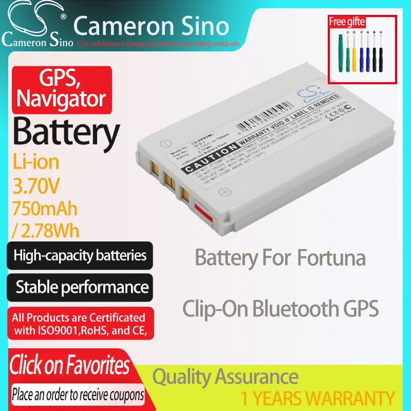 CameronSino Battery for Fortuna Clip-On Bluetooth GPS fits Nokia BLB-2 GPS,Navigator battery 750mAh/2.78Wh 3.70V Li-ion White