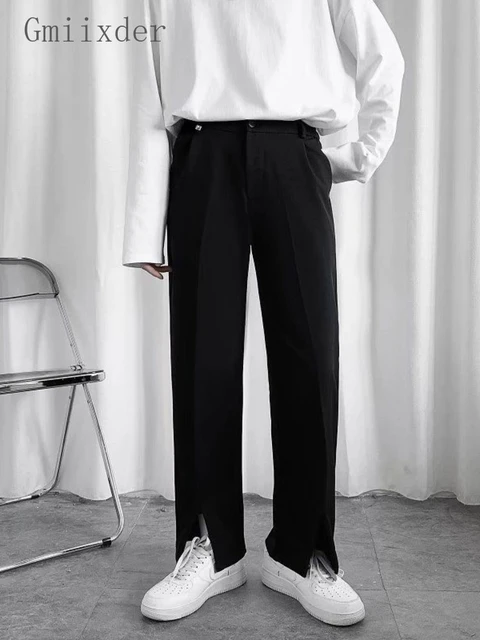 Wide Leg Trouser Black Mens Dark Black Trouser Men Black Men Pants Wide Legs Suit Pants Aliexpress