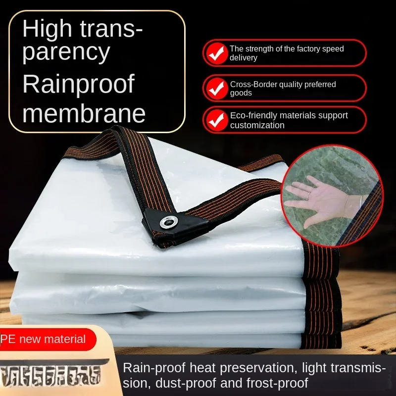 

Transparent plastic cloth flower insulation and cold proof tarpaulin with edge wrapping and transparent rainproof cloth