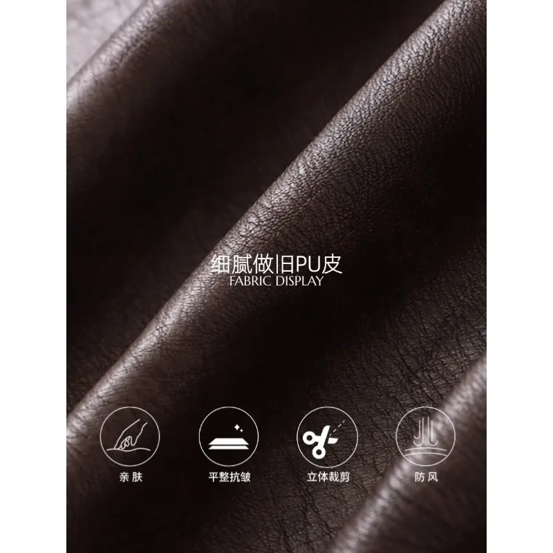 2025 Frühherbst neue alte PU-Leder-Revers lässig lose und dünne Lederjacke im amerikanischen Stil