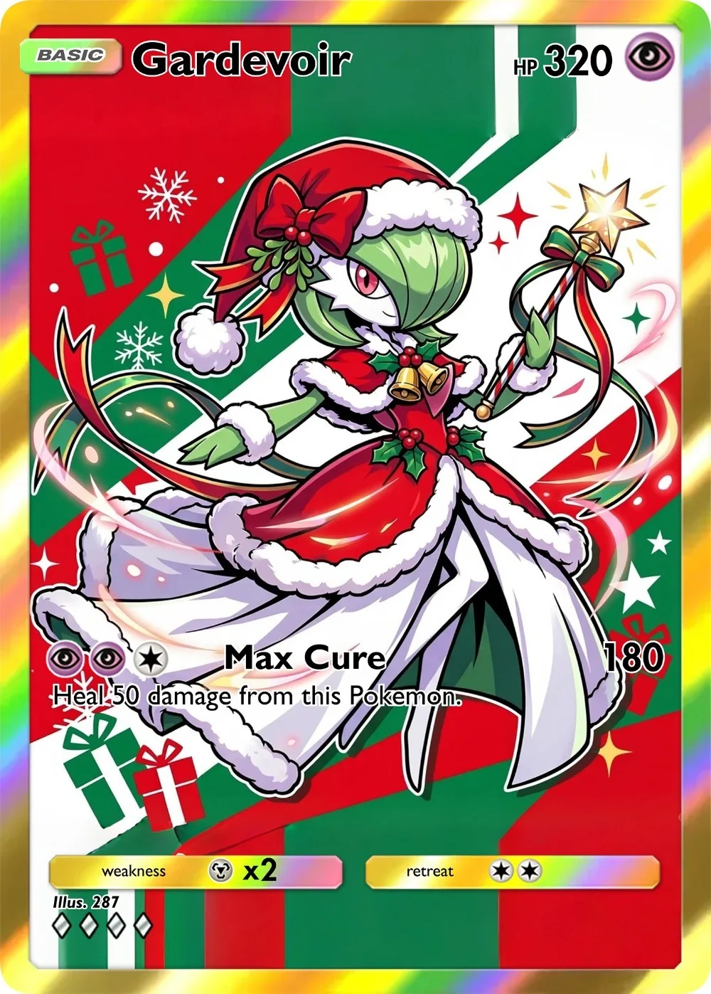 Pokemon Cards Christmas series Kawaii Gengar Charizard Dragonite Gardevoir PTCG Cards Holo Rare Creativity Pokemon Gift view 6