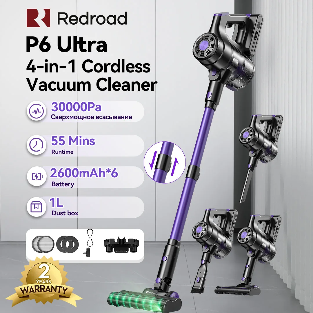 Cecotec Redroad P6 Ultra 4-in-1 Cordless Vacuum Cleaner 30kpa 55mins Runtime