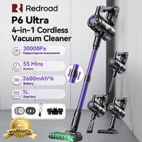 Redroad P6 Ultra 4-in-1 Cordless Vacuum Cleaner 30kPa 55mins Runtime Handheld Upright Wall-Mounted 3 Nozzles For Car Home Family