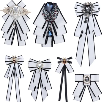 נשים וינטאג' אלגנטיות גברים בנים עניבת צוואר תכשיטי פנינה מדמה סרט קשת קורסאז' חולצות צוואר בגדים אביזרים