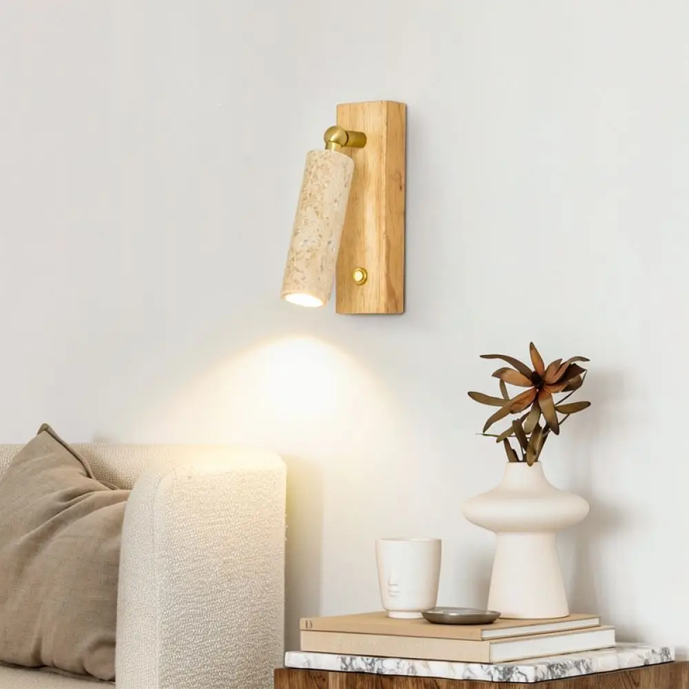 Creative Travertine Wall Sconce Retro Wabi Sabi Style Minimalist Bedside Lighting Fixture For Living Room Home Decor