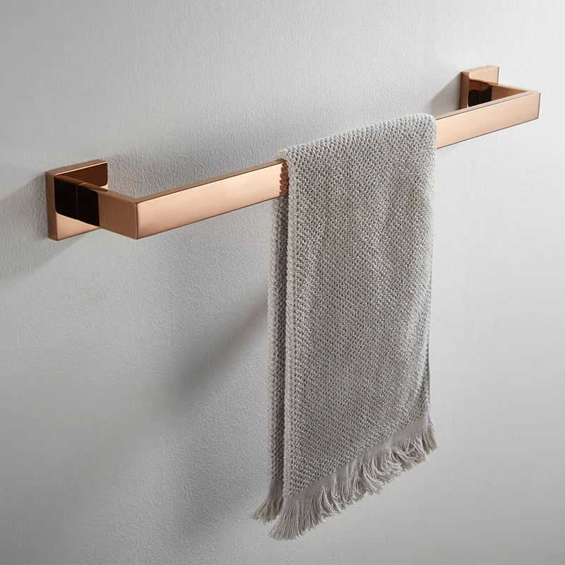Bathroom Hardware Pendant Set Stainless Steel Towel Rack Toilet Paper Holder Towel Ring Hook Bathroom Accessory Rose Gold