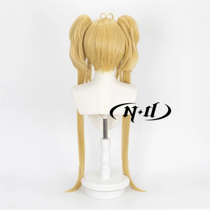 شعر مستعار طويل أصفر ذهبي ، مقاوم للحرارة ، شعر اصطناعي Kanekalon ، شعر مستعار أنيمي ، شوجو ، شارا ، تسوكيياوتاو تأثيري ، حزب المعرض