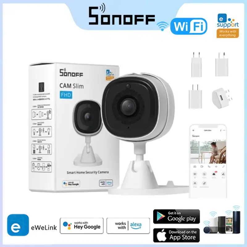 SONOFF CAM Slim Wi-Fi Smart Security Camera 1080P HD Two-way Audio Surveillance Automatic Tracking Motion Alarm Work With Alexa