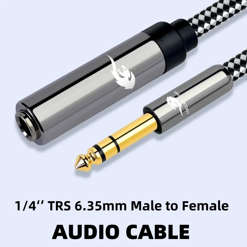1/4 Inch TRS 6.35mm Male to 6.35mm Female Stereo Audio Cable for Amplifier Mixer Guitar Headphone Shielded Extension Cords
