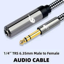 1/4 Inch TRS 6.35mm Male to 6.35mm Female Stereo Audio Cable for Amplifier Mixer Guitar Headphone Shielded Extension Cords
