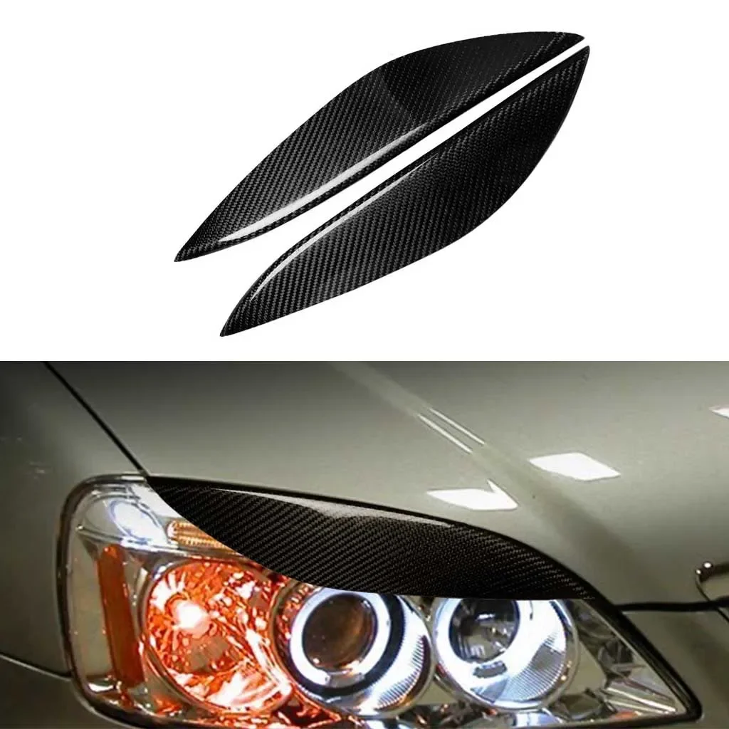 

GEFENSI Car Headlights Eyebrow Eyelids Stickers Trim Cover For Honda Civic 2001 2002 2003 Real Carbon Fiber
