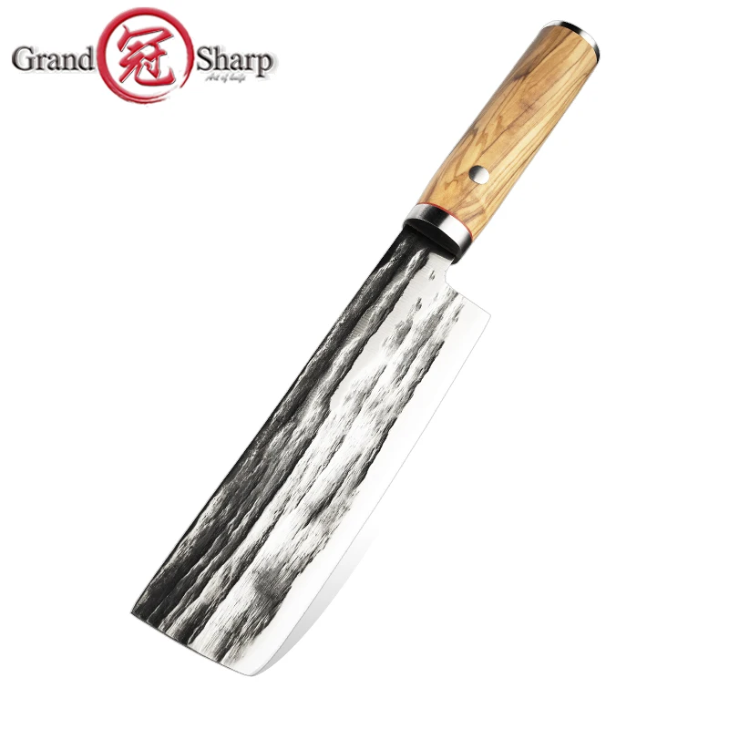 

6.7 inch Handmade Forged Nakiri Kitchen Knife Stainless Steel Chef Knives Sharp Blade Fish Vegetables Cutter Chopper GRANDSHARP