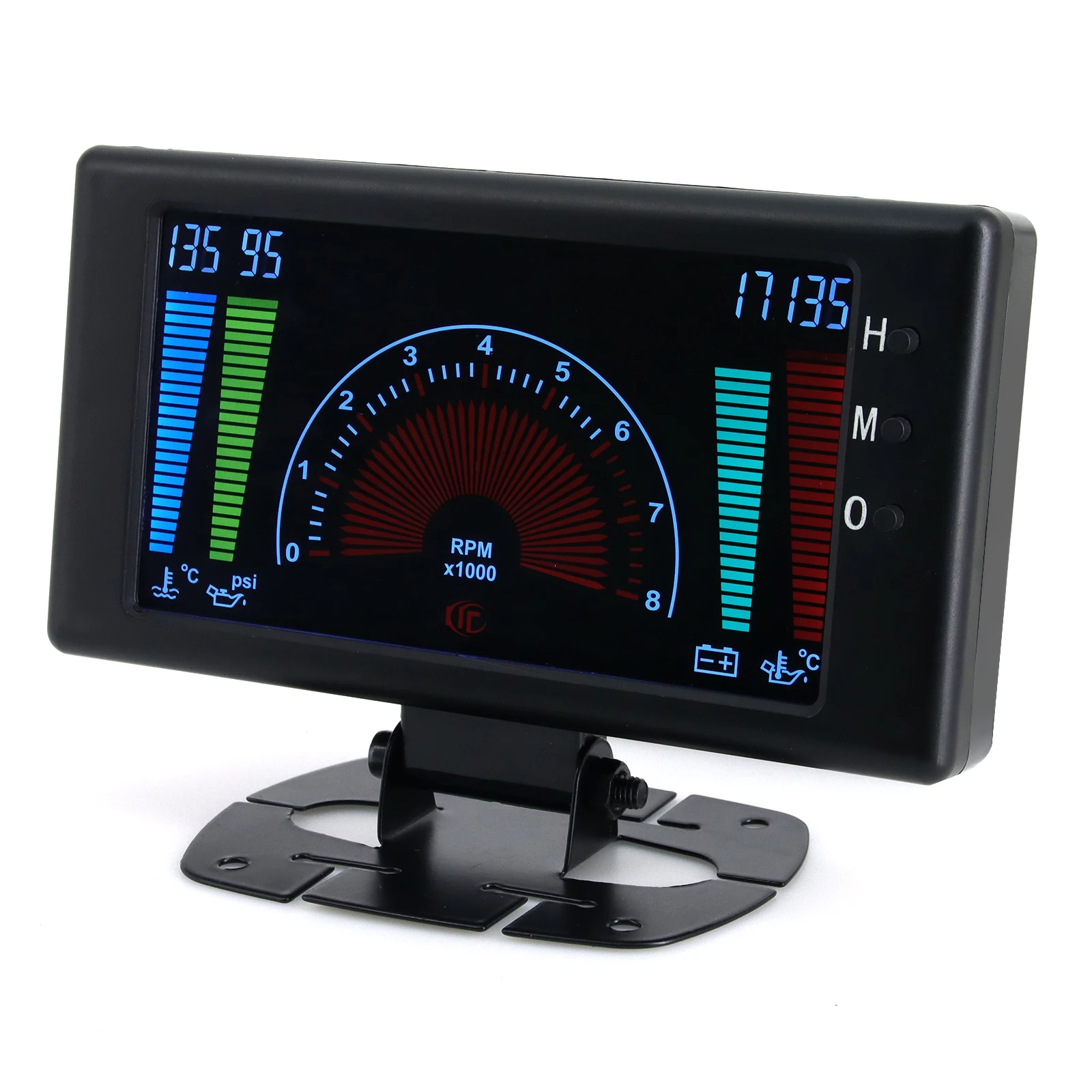 custom 6 In 1 LCD Car Digital Gauge Oil Pressure Voltage Water Temperature Oil Temperature Tachometer Gauge RPM 8-18V for Truck