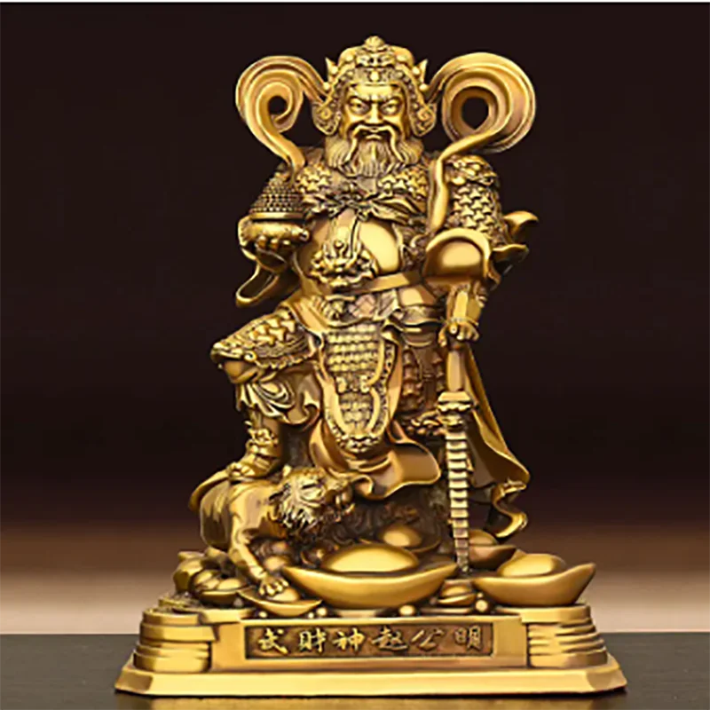 

Pure Bronze Statue of Zhao Gongming Ornament Home Living Room Decorations Wu Cai God Standing Statue