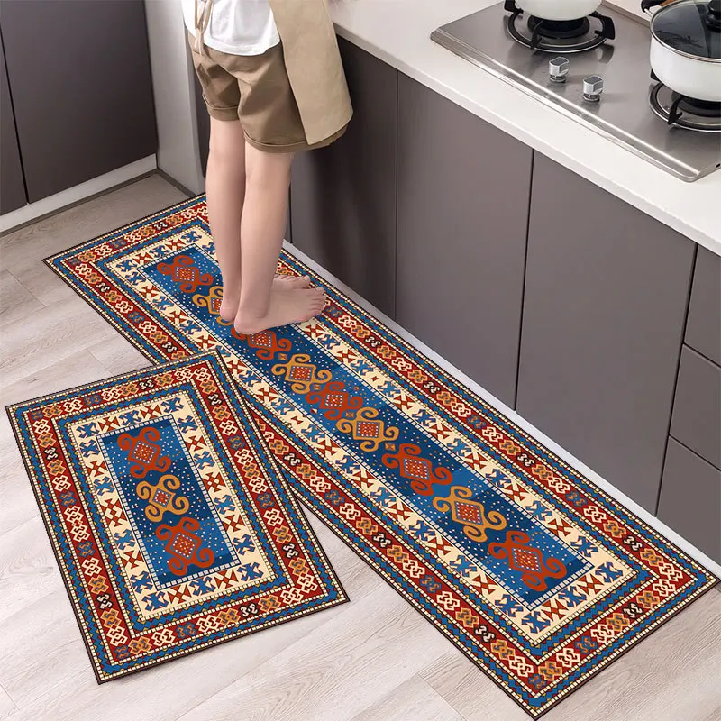 Alfombrilla de estilo étnico bohemio para cocina, alfombra antideslizante para pasillo, entrada, balcón y puerta