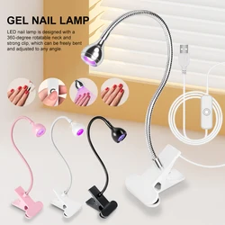 UV LED Light for Nails Polish Drying Lamp 360 Flexible Clip-on Desk Clip Mini USB Portable Nail Dryer Manicure Salon Tools