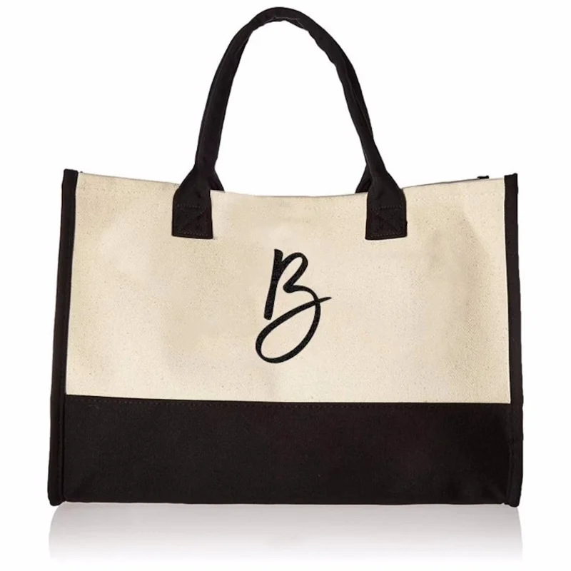 Canvas Tote Bag, Personalized Tote Bag, Initial Tote Bag, Large Tote Bag, Reusable Grocery Bag, Trendy Tote Bag, Bridesmaid Tote