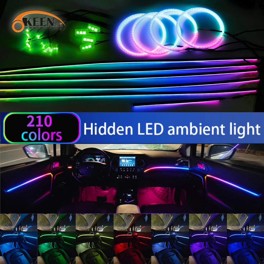 OKEEN  22In1 RGB Car Symphony Ambient Light  Acrylic Music Rhythmic Lights  With App Control Dynamic Rainbow Streamer Neon Lamps