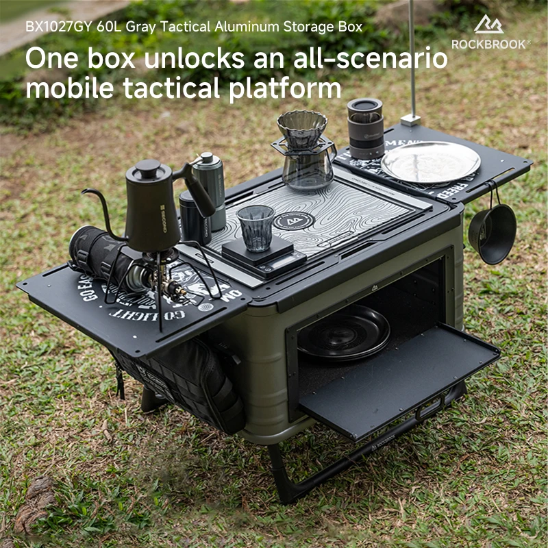 N62 High Quality 60 Liters Grey Aluminum Storage Box Bo 60 Series Weatherproof Hard Shell for Glamping Adventure Gear System