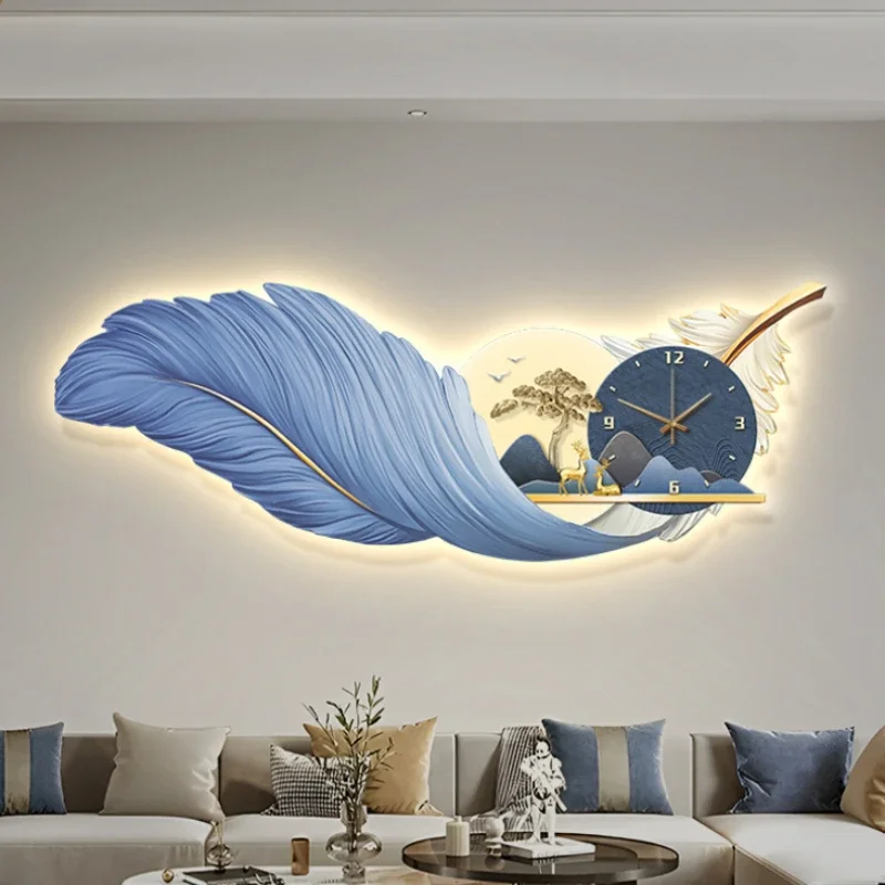 Luxury Style Stylish Wall Clock Bedroom Display Art Digital Clock Wall Silent Cute Feather Orologio Da Parete Home Decoration