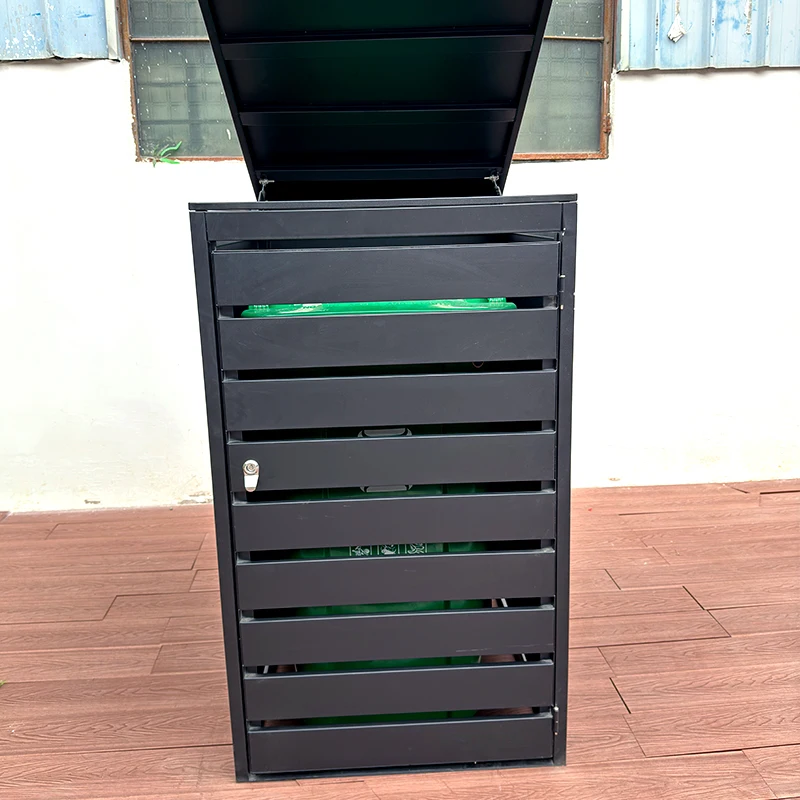 

High-quality 240L trash can lids 3 outdoor storage lids with metal steel wood-plastic composite for outdoor trash cans for sale