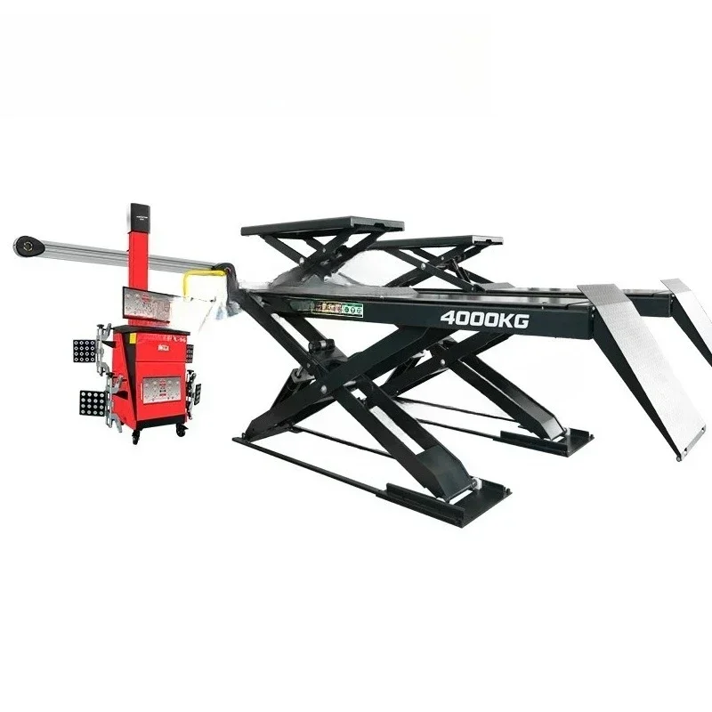 Ultra-thin pit-free child and mother large scissor lift car lift auto repair rack four-wheel aligner