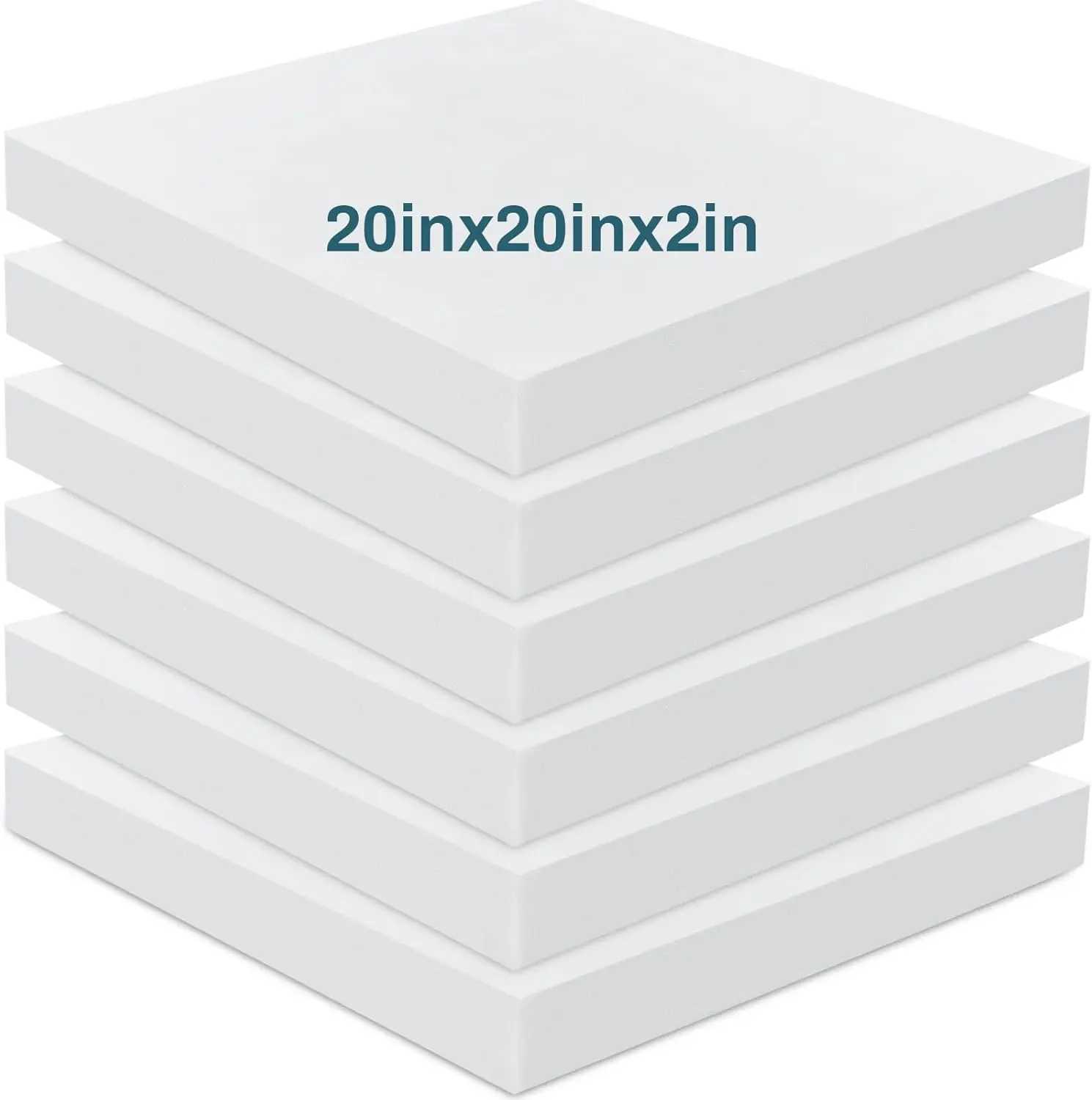 

High Density Foam Cushion 6 Pack 2"x20"x20" White Seat Replacement for Couch Chair Padding DIY Projects