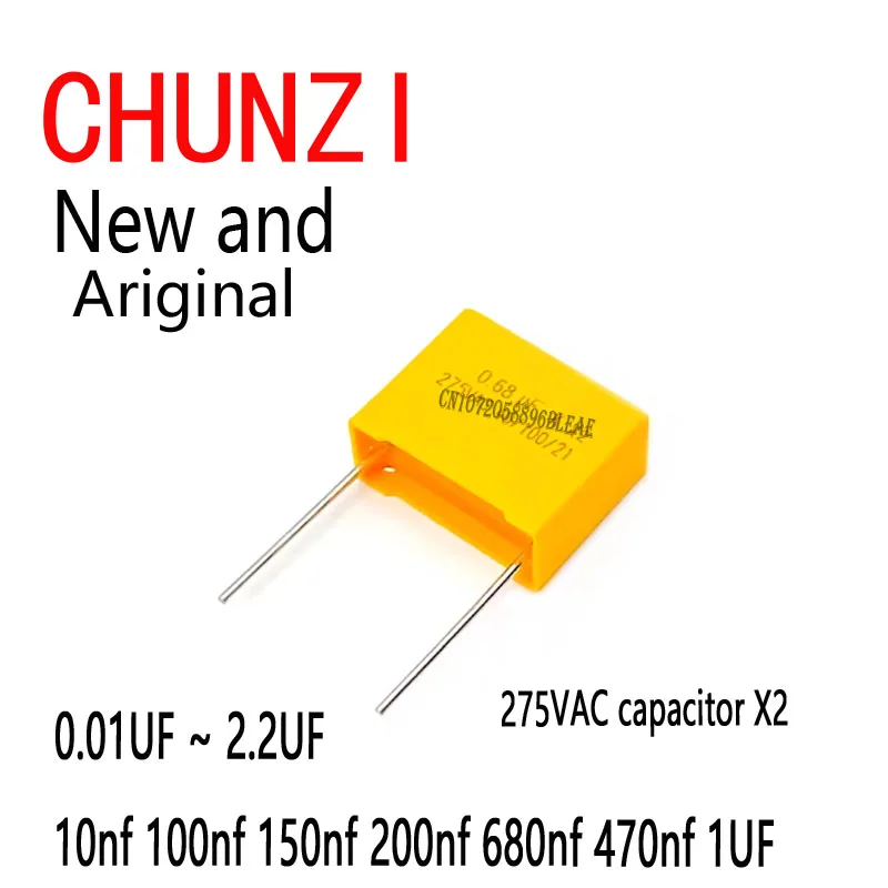 10Pcs 275VAC Capacitor X2 Series 0.01UF ~ 2.2UF Polypropylene Film Capacitor New 10nf 100nf 150nf 200nf 680nf 470nf 1UF