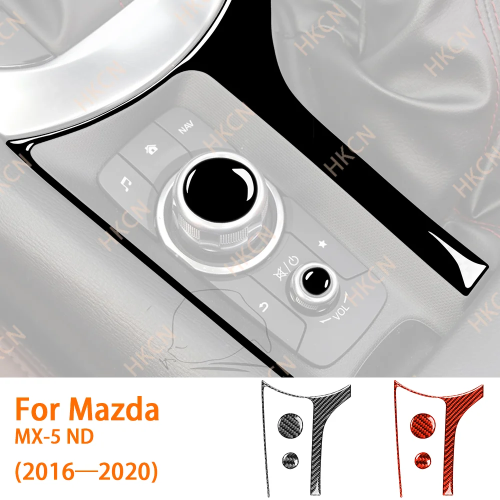

Carbon Fiber Multimedia Button Panel Cover Trim Sticker Decal Car Interior Accessories Modification For Mazda MX5 ND 2016—2020