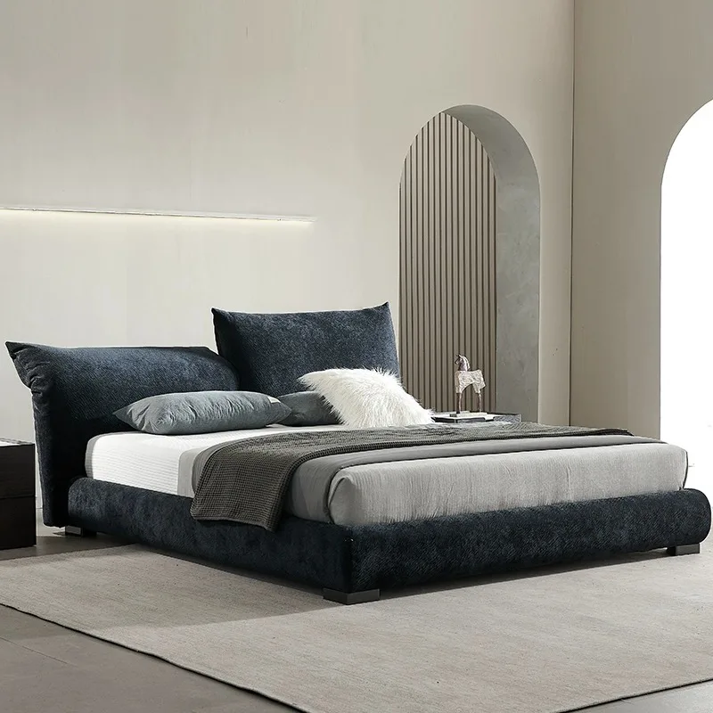 

Italian minimalist master bedroom adjustable bed, double modern minimalist fabric bed