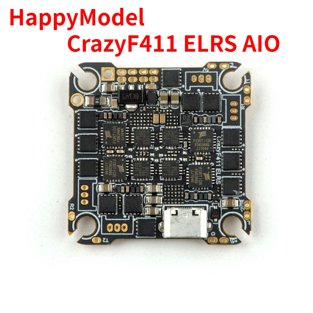 HappyModel CrazyF411 ELRS AIO 4in1 F411 Flight Controller Built-in UART 2.4G ELRS RX 20A ESC 2-4S for FPV Toothpick Drones