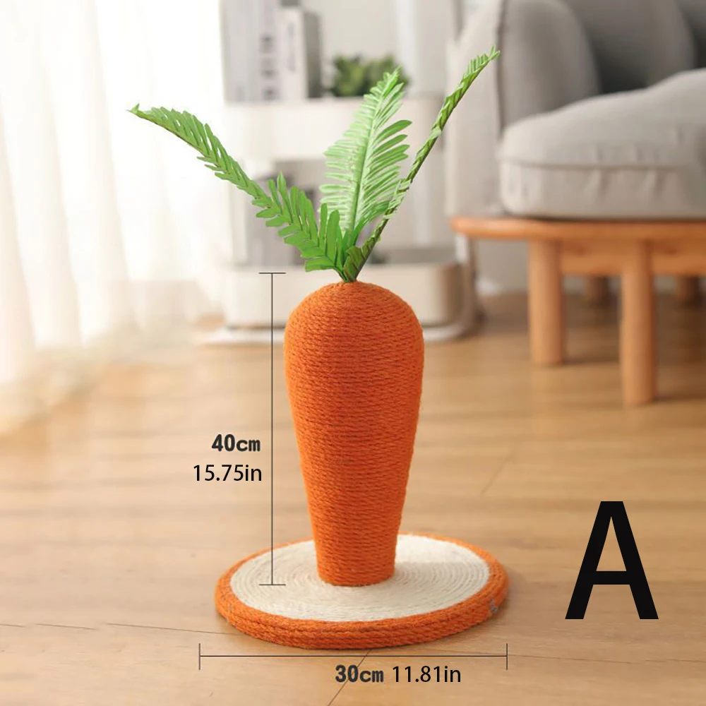 Imagem -05 - Cute Cenoura Cat Tree Sisal Hemp Cat Scratch Board 40*30cm Logs Material Cat Tower Coçar Post Chat Chat