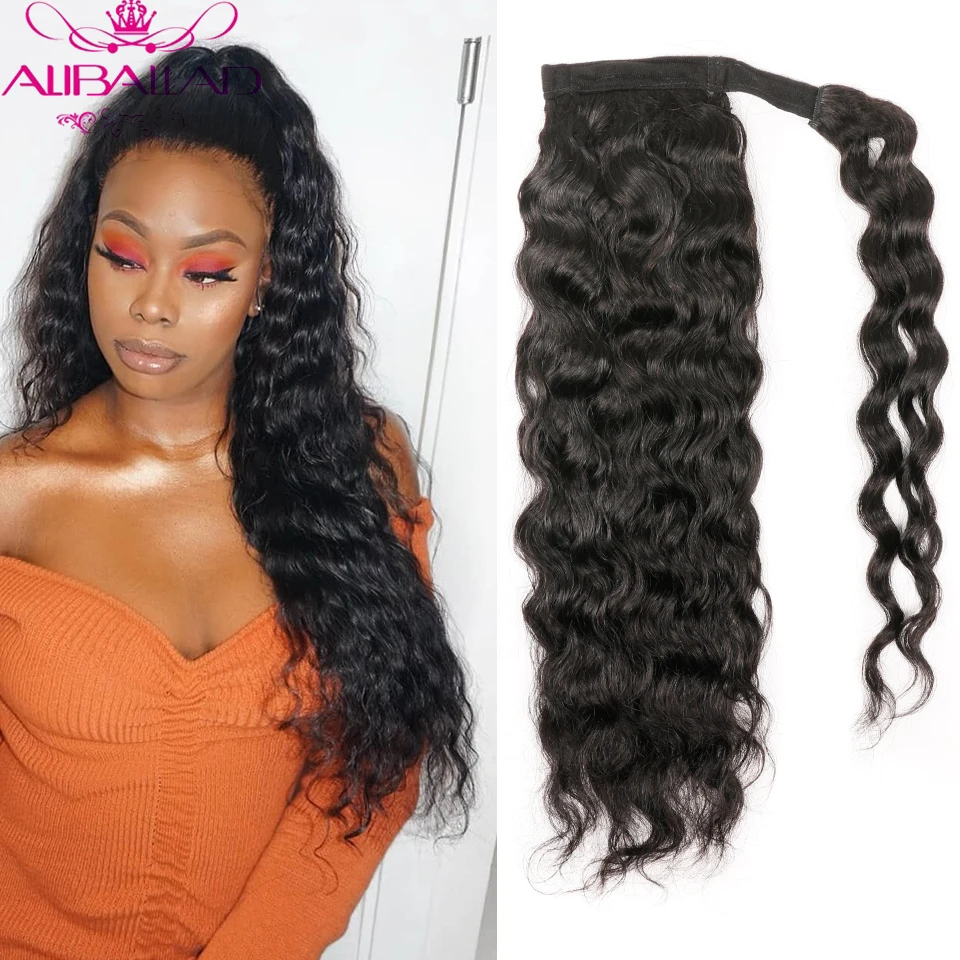 Wrap Around Ponytail Peruvian Natural Wave Ponytail Human Hair 12-26inch Remy Hair Clip In Ponytail Extensions For Black Women