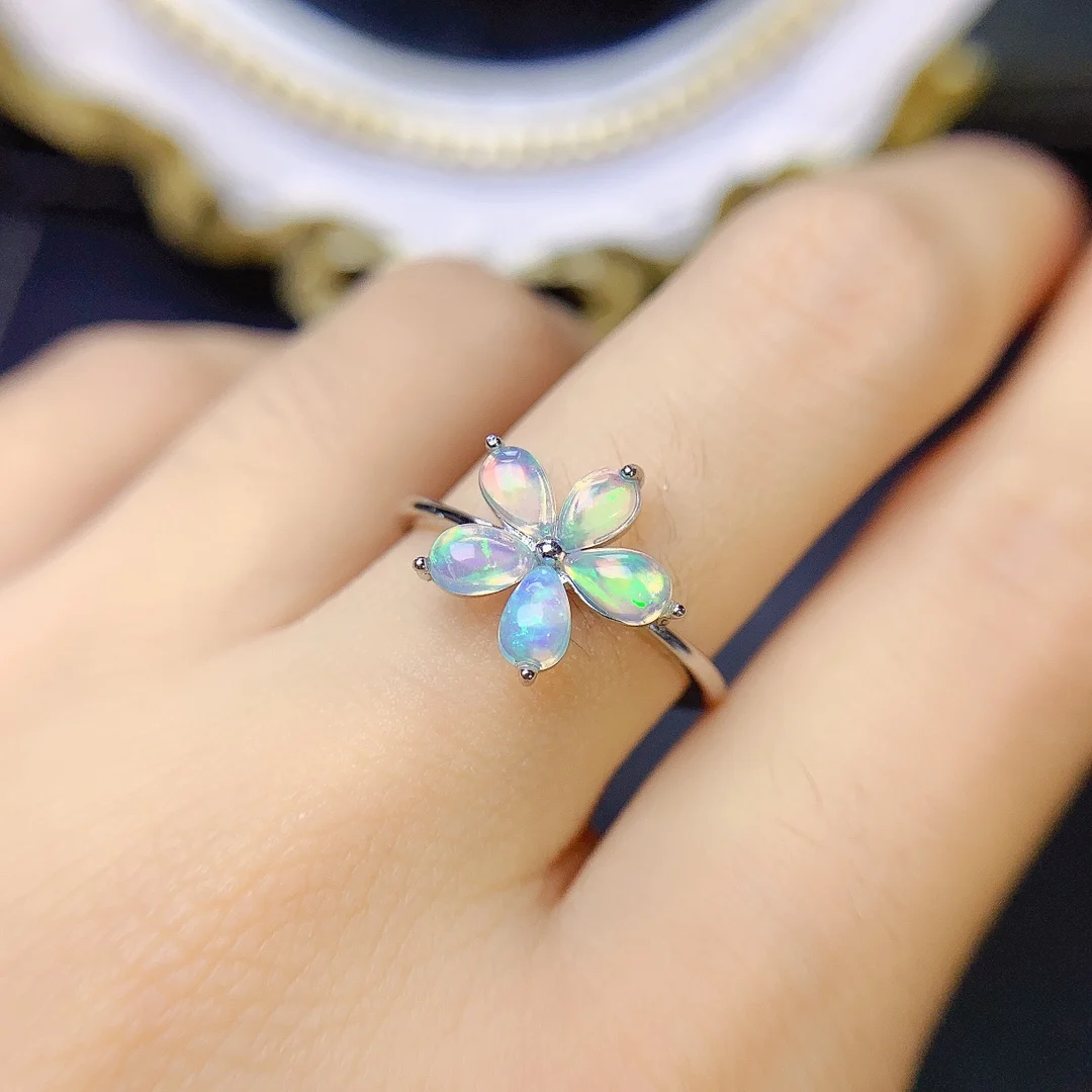 FS S925 Sterling Silver Inlay 3*5 Natural Sapphire/Tourmaline Ring With Certificate Fine Charm Women Weddings Jewelry MeiBaPJ